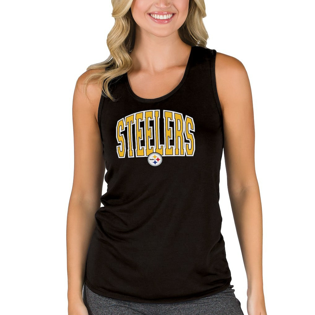 Pittsburgh Steelers Concepts Sport Women's Marathon Racer Back Tank Top - Black Tops