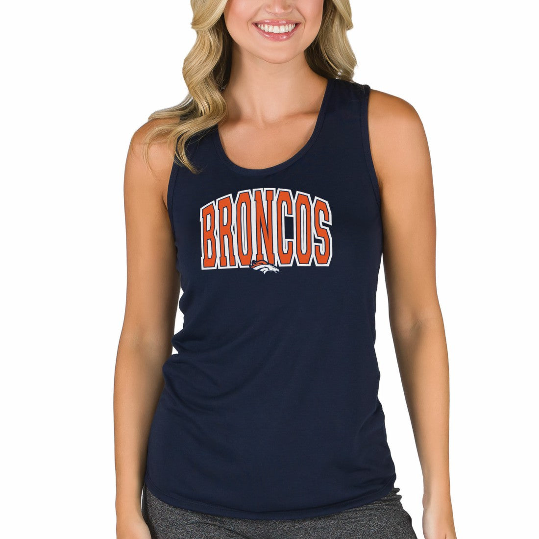 Denver Broncos Concepts Sport Women's Marathon Racer Back Tank Top - Navy Tops