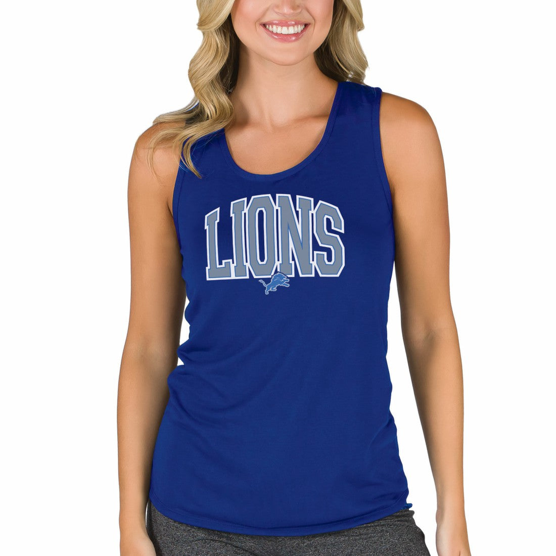 Detroit Lions Concepts Sport Women's Marathon Racer Back Tank Top - Blue Tops