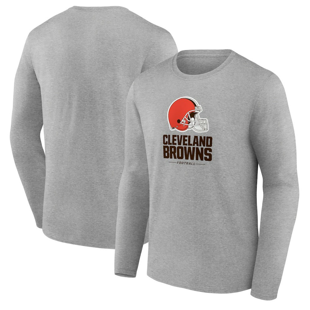 Cleveland Browns Team Lockup Long Sleeve T-Shirt - Gray T-shirts