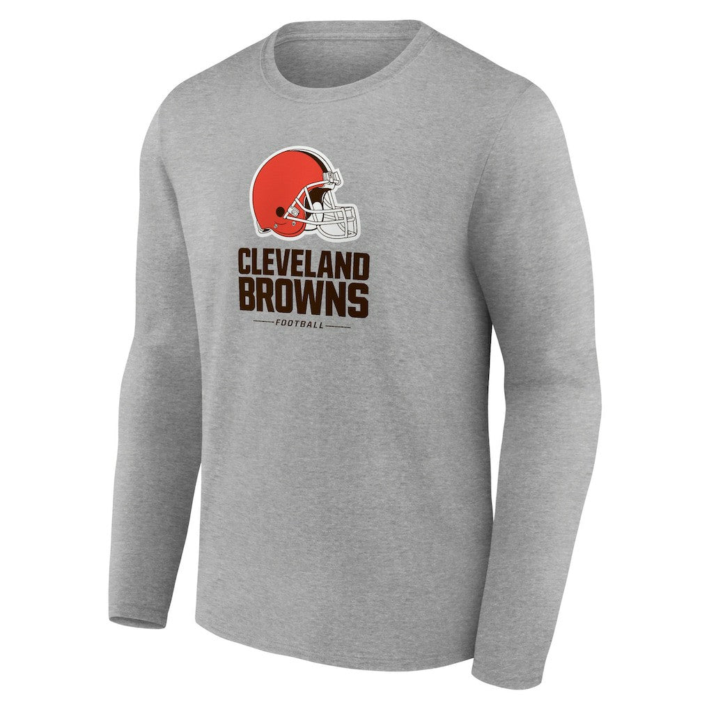 Cleveland Browns Team Lockup Long Sleeve T-Shirt - Gray T-shirts