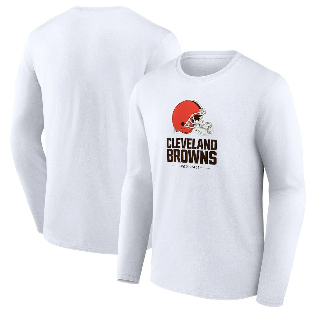 Cleveland Browns Team Lockup Long Sleeve T-Shirt - White T-shirts