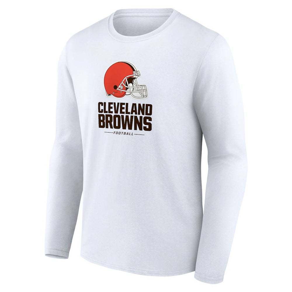 Cleveland Browns Team Lockup Long Sleeve T-Shirt - White T-shirts