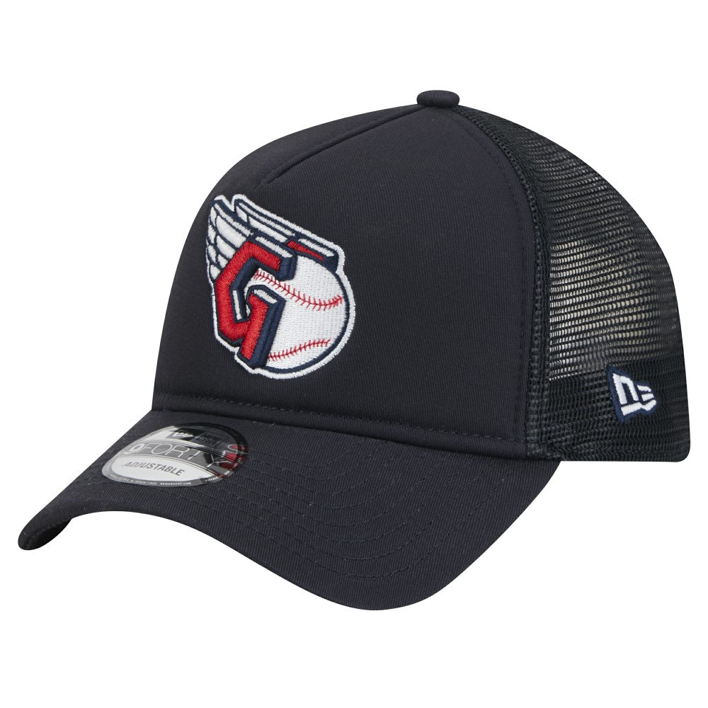 Cleveland Guardians New Era 9FORTY A-Frame Trucker Adjustable Hat - Navy Hats