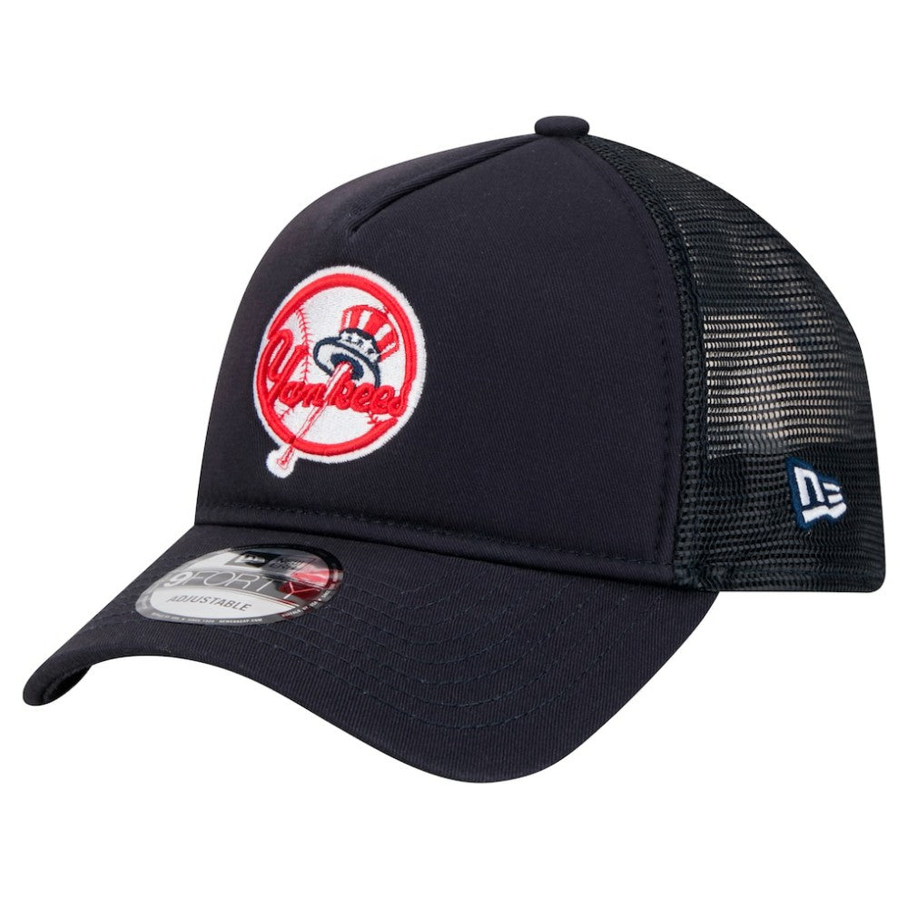 New York Yankees New Era 9FORTY A-Frame Trucker Adjustable Hat - Navy Hats