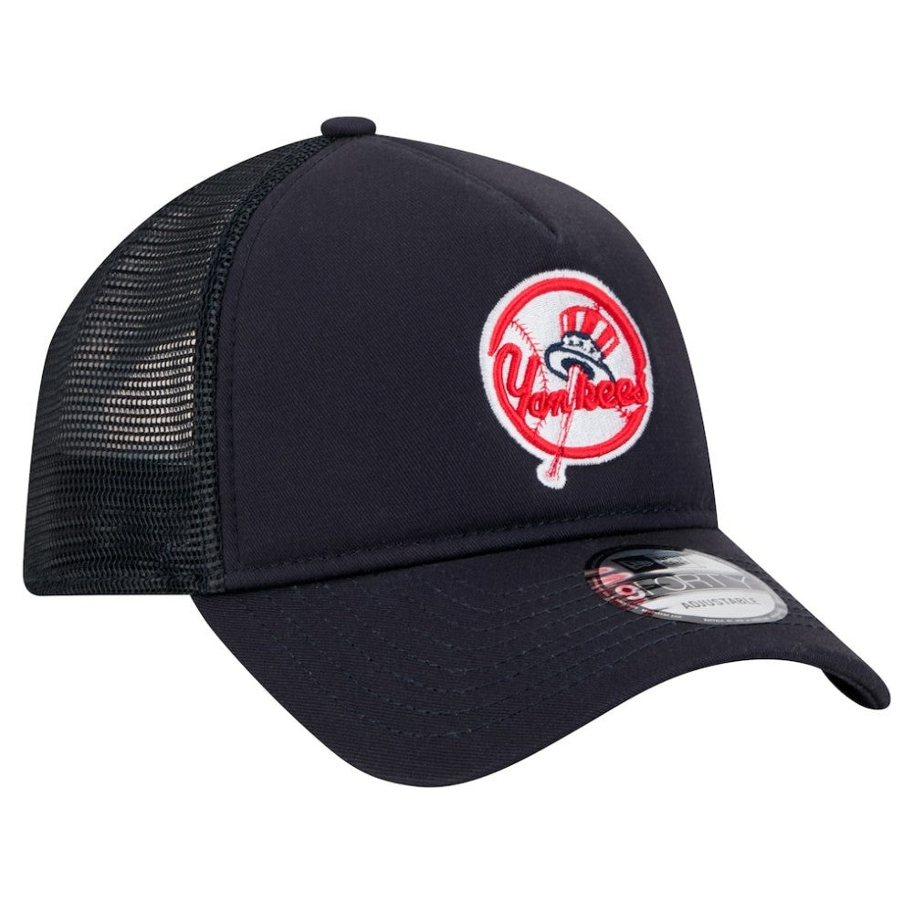 New York Yankees New Era 9FORTY A-Frame Trucker Adjustable Hat - Navy Hats