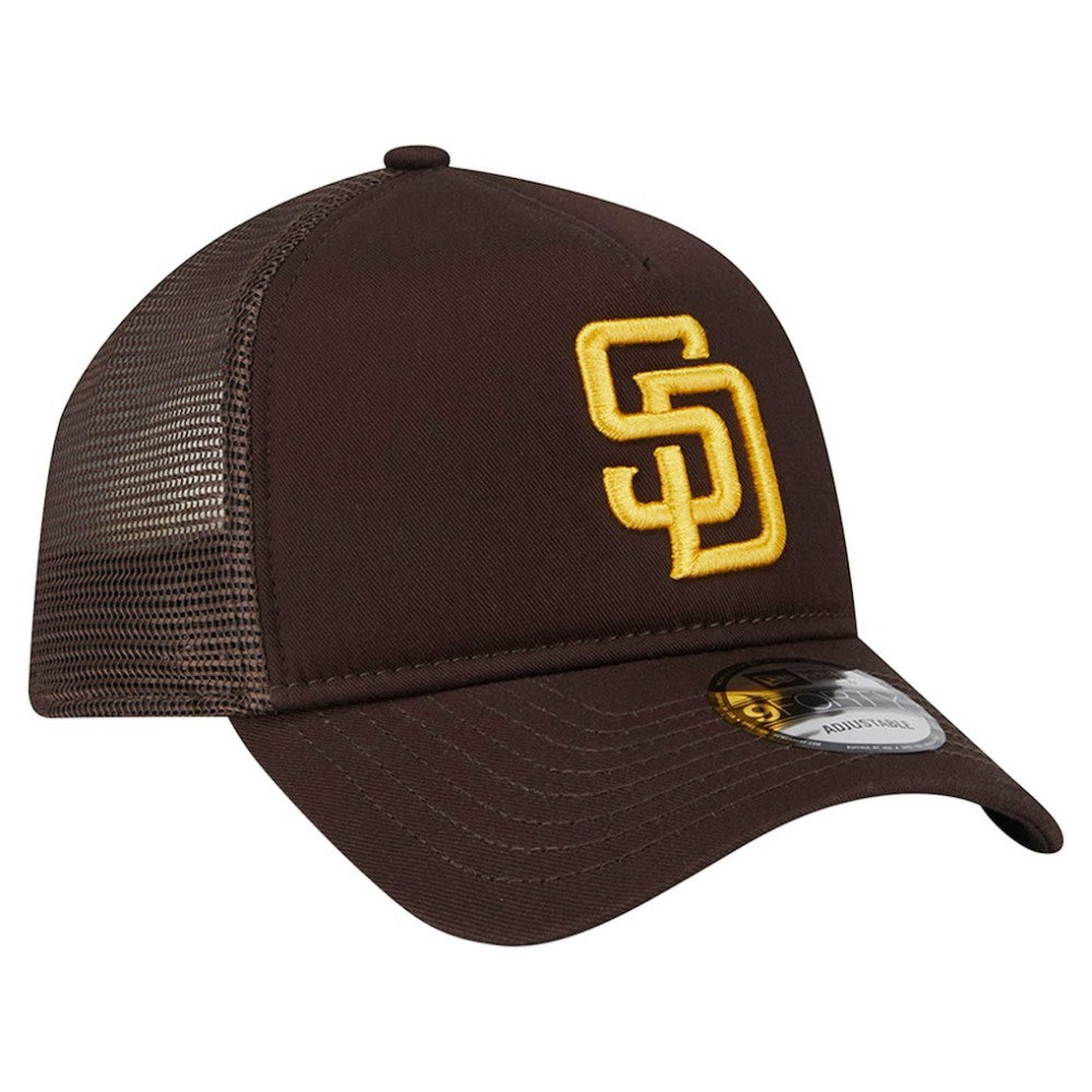 San Diego Padres New Era 9FORTY A-Frame Trucker Adjustable Hat - Brown Hats