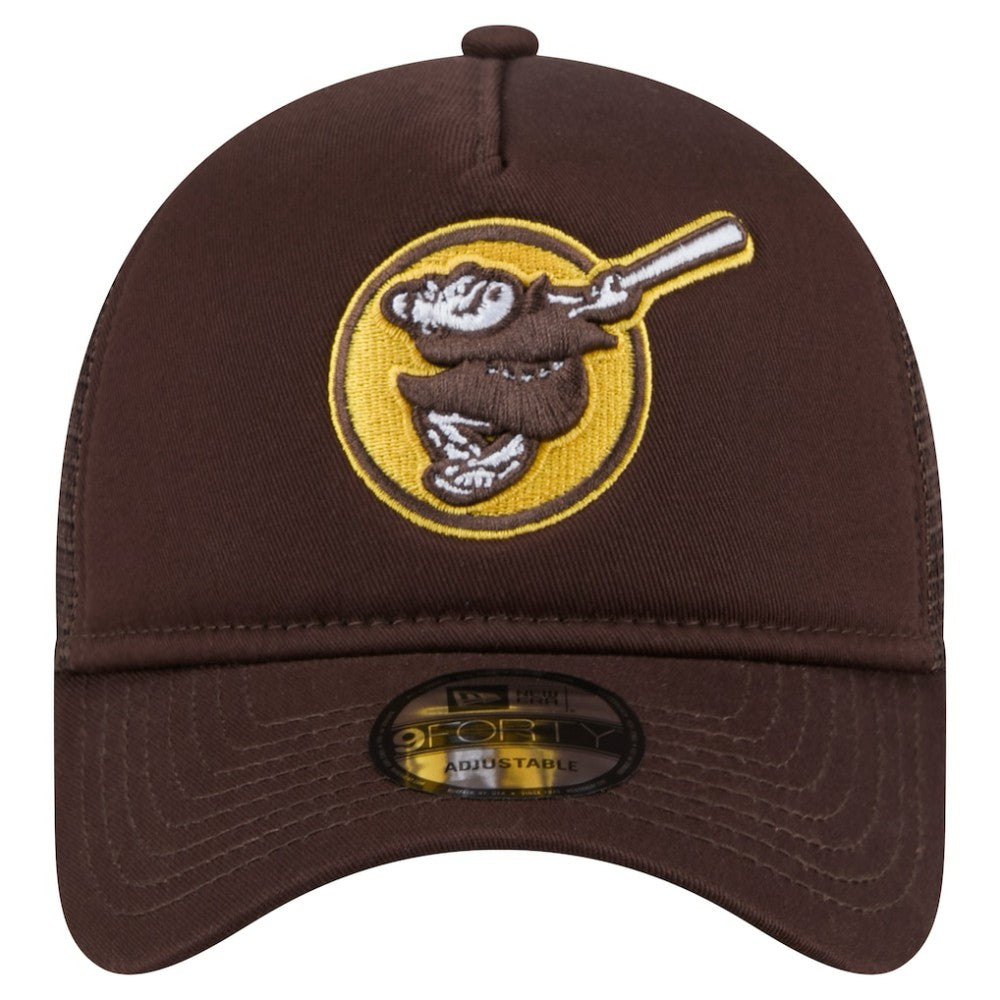 San Diego Padres New Era 9FORTY A-Frame Trucker Adjustable Hat - Brown Hats