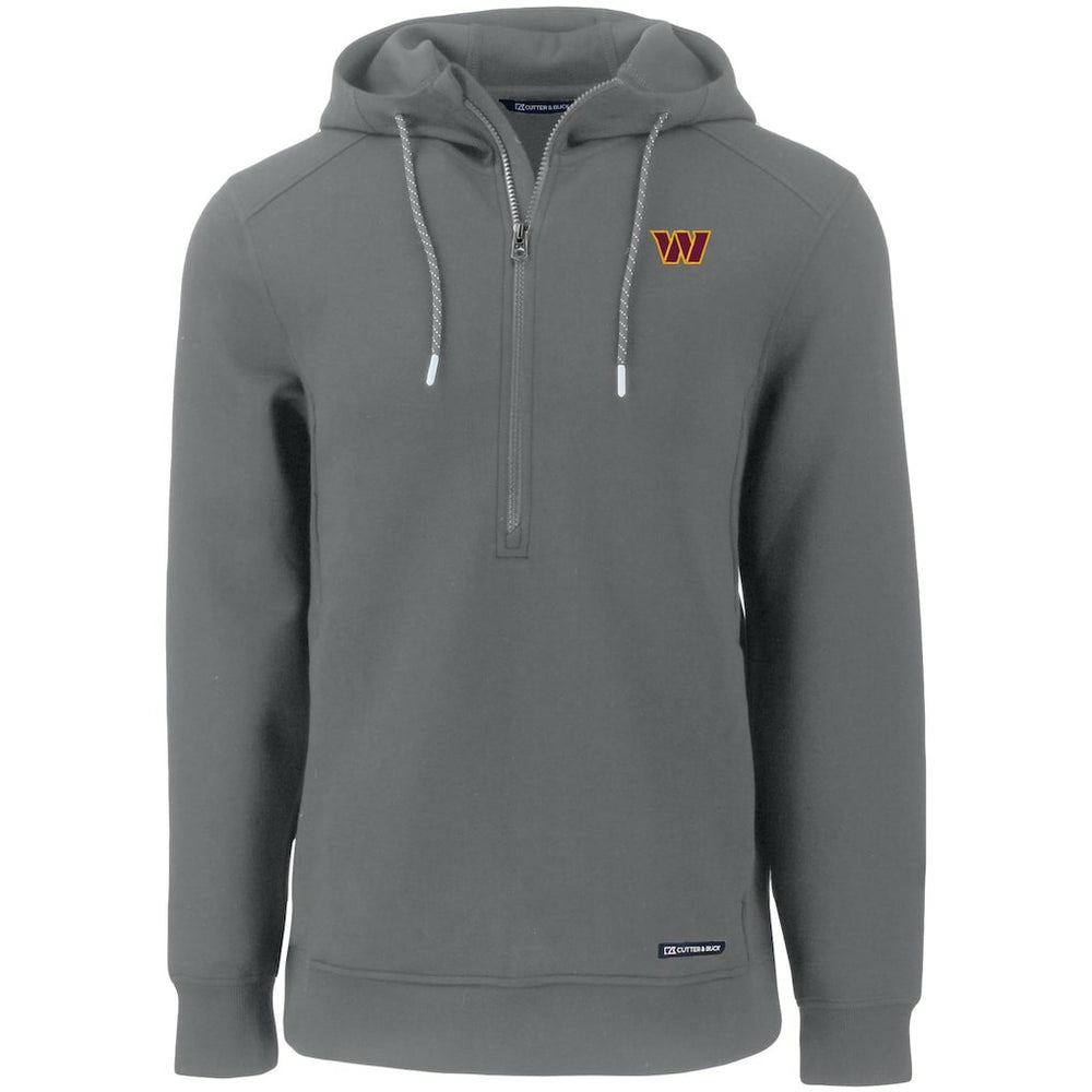 Washington Commanders Cutter & Buck Primary Mark Roam Eco Recycled Half-Zip Pullover Hoodie - Gray Hoodies