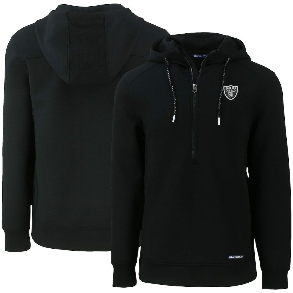 Las Vegas Raiders Cutter & Buck Primary Mark Roam Eco Recycled Half-Zip Pullover Hoodie - Black Hoodies
