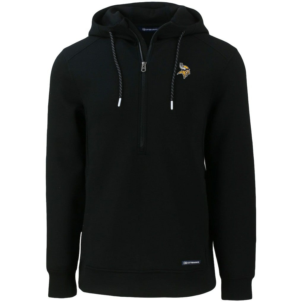 Minnesota Vikings Cutter & Buck Primary Mark Roam Eco Recycled Half-Zip Pullover Hoodie - Black Hoodies