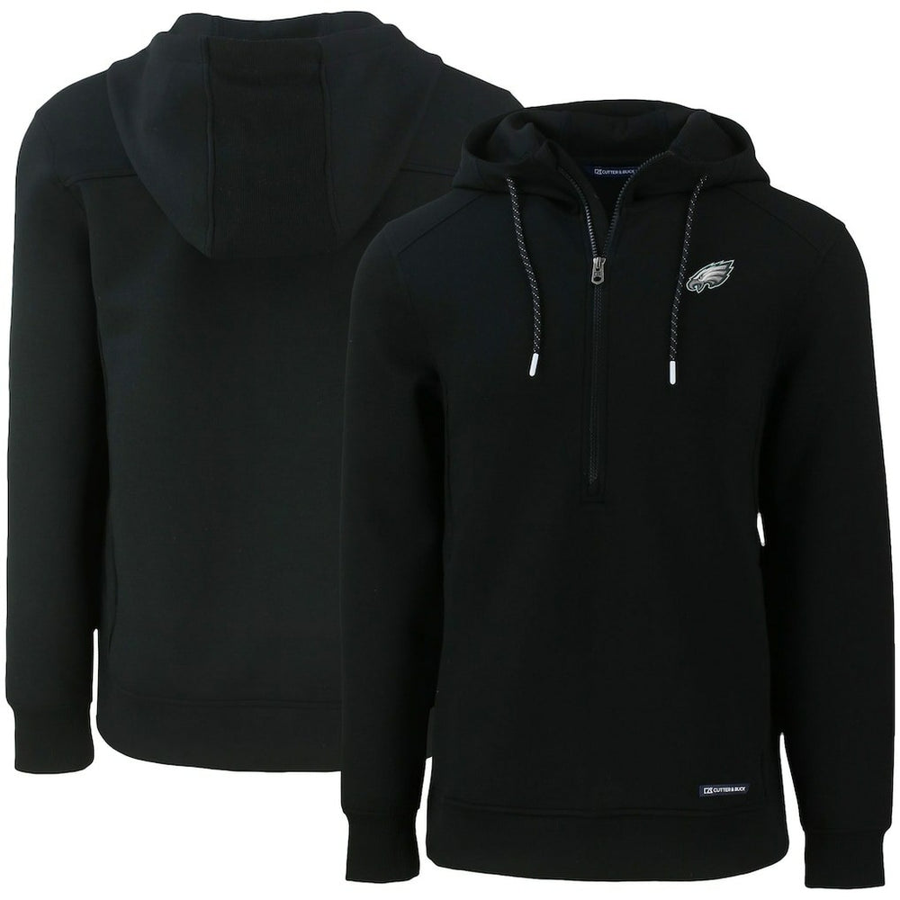 Philadelphia Eagles Cutter & Buck Primary Mark Roam Eco Recycled Half-Zip Pullover Hoodie - Black Hoodies