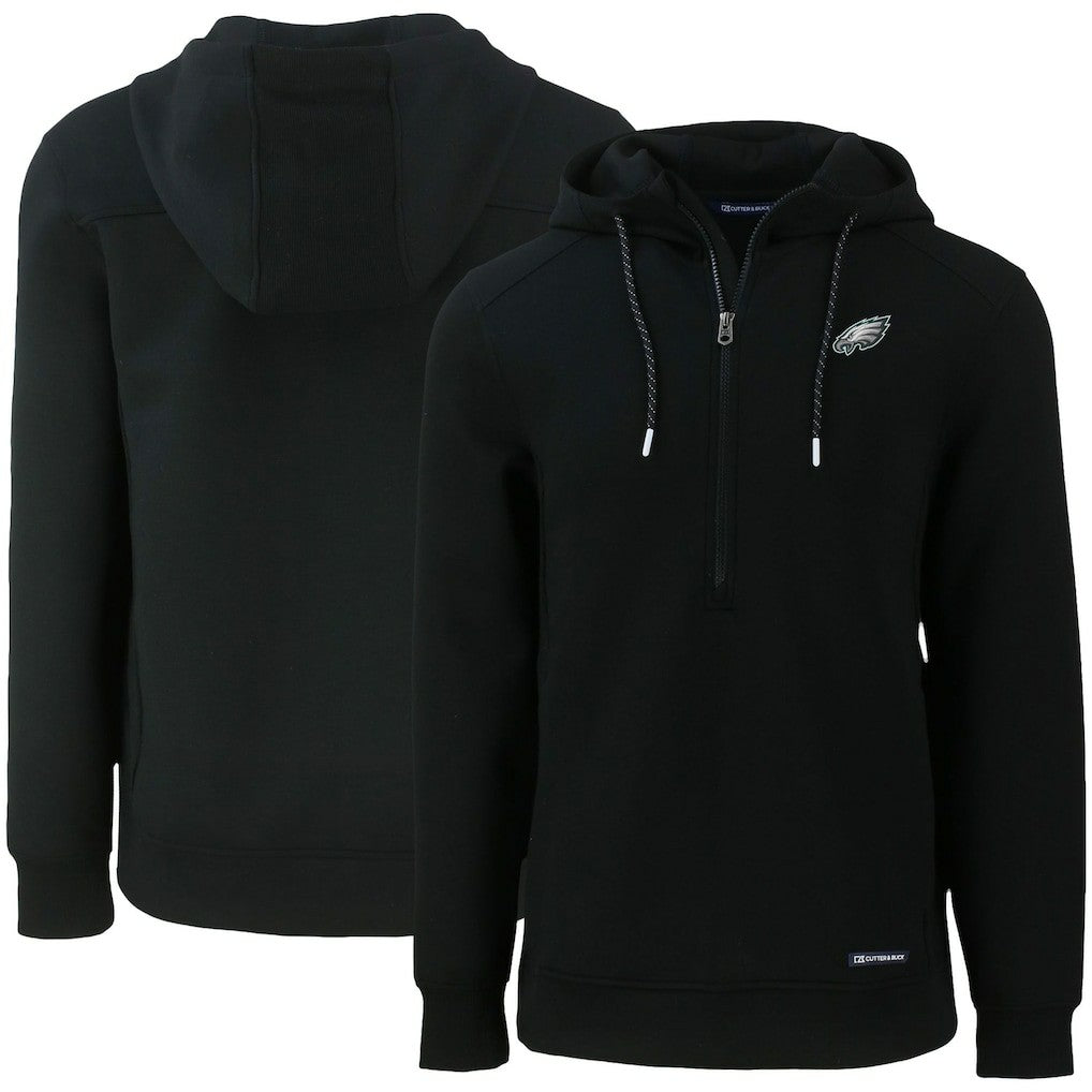 Philadelphia Eagles Cutter & Buck Primary Mark Roam Eco Recycled Half-Zip Pullover Hoodie - Black Hoodies