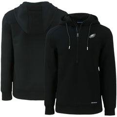 Philadelphia Eagles Cutter & Buck Primary Mark Roam Eco Recycled Half-Zip Pullover Hoodie - Black Hoodies