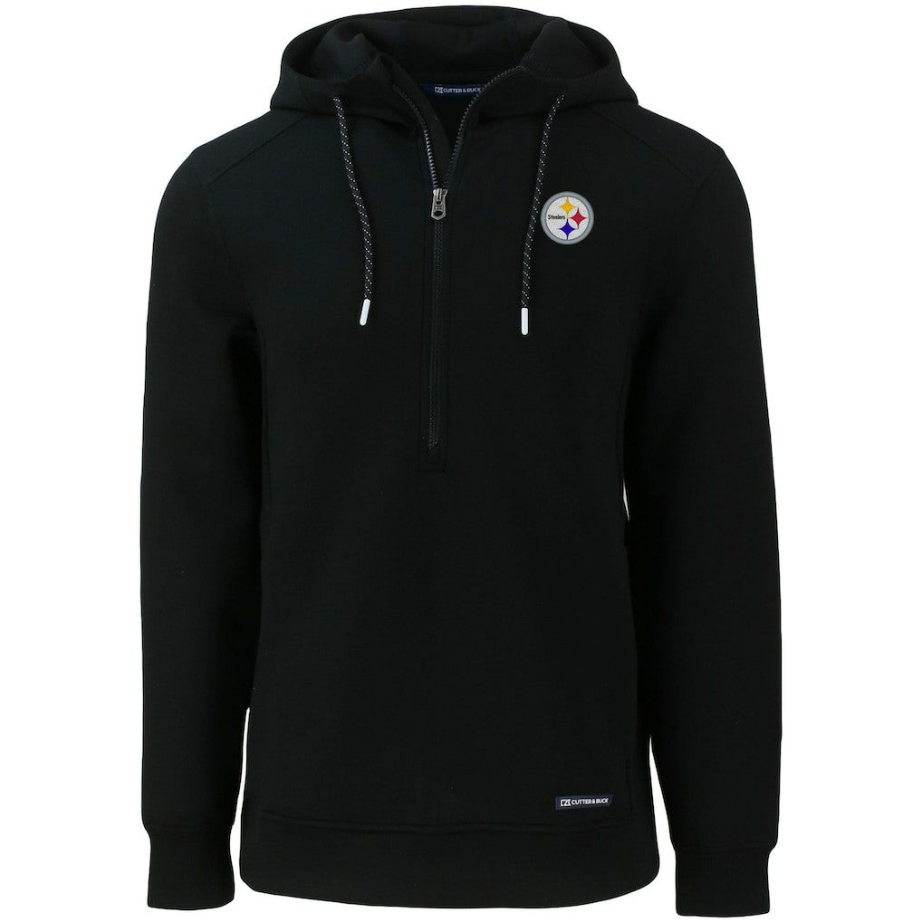 Pittsburgh Steelers Cutter & Buck Primary Mark Roam Eco Recycled Half-Zip Pullover Hoodie - Black Hoodies