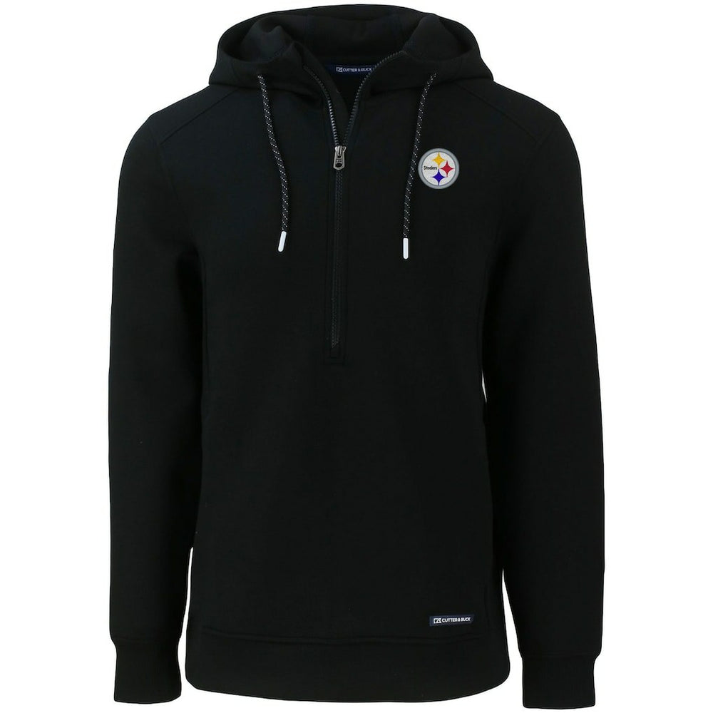 Pittsburgh Steelers Cutter & Buck Primary Mark Roam Eco Recycled Half-Zip Pullover Hoodie - Black Hoodies