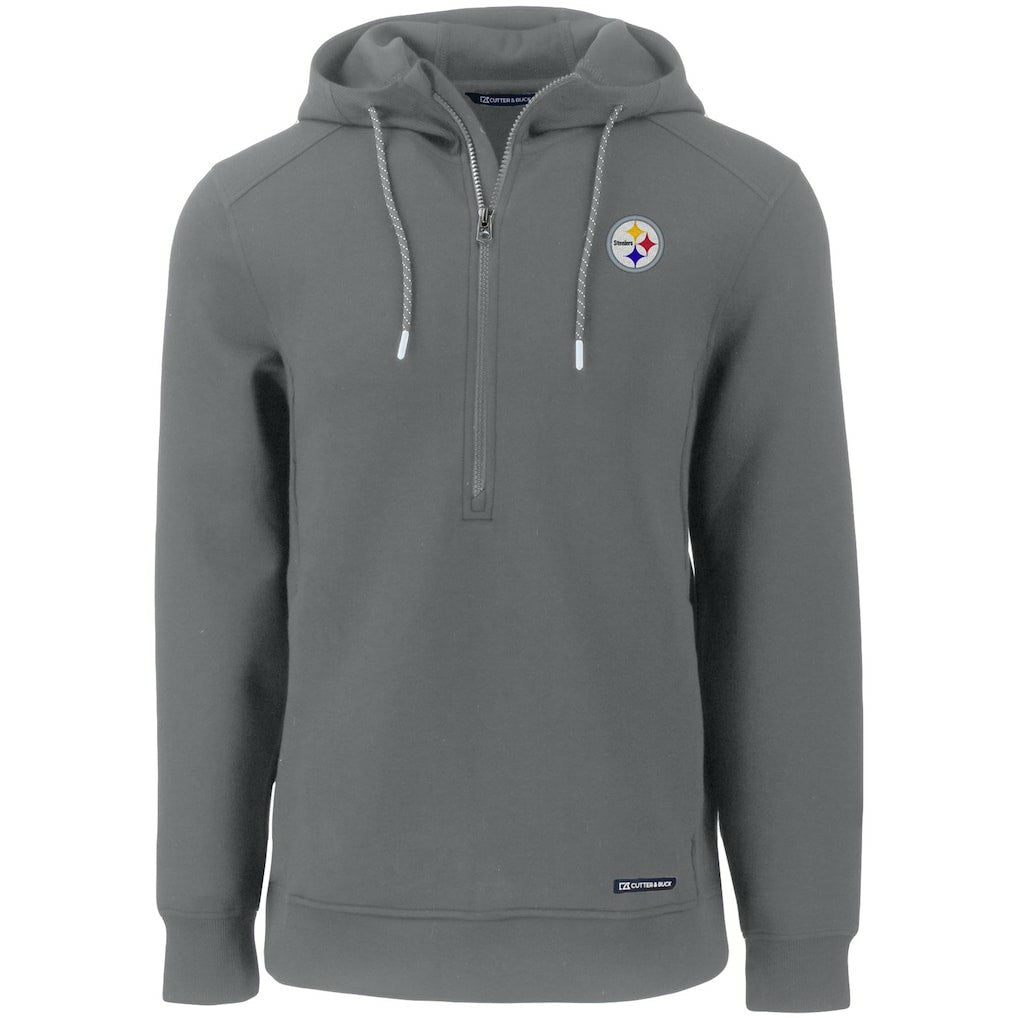 Pittsburgh Steelers Cutter & Buck Primary Mark Roam Eco Recycled Half-Zip Pullover Hoodie - Gray Hoodies