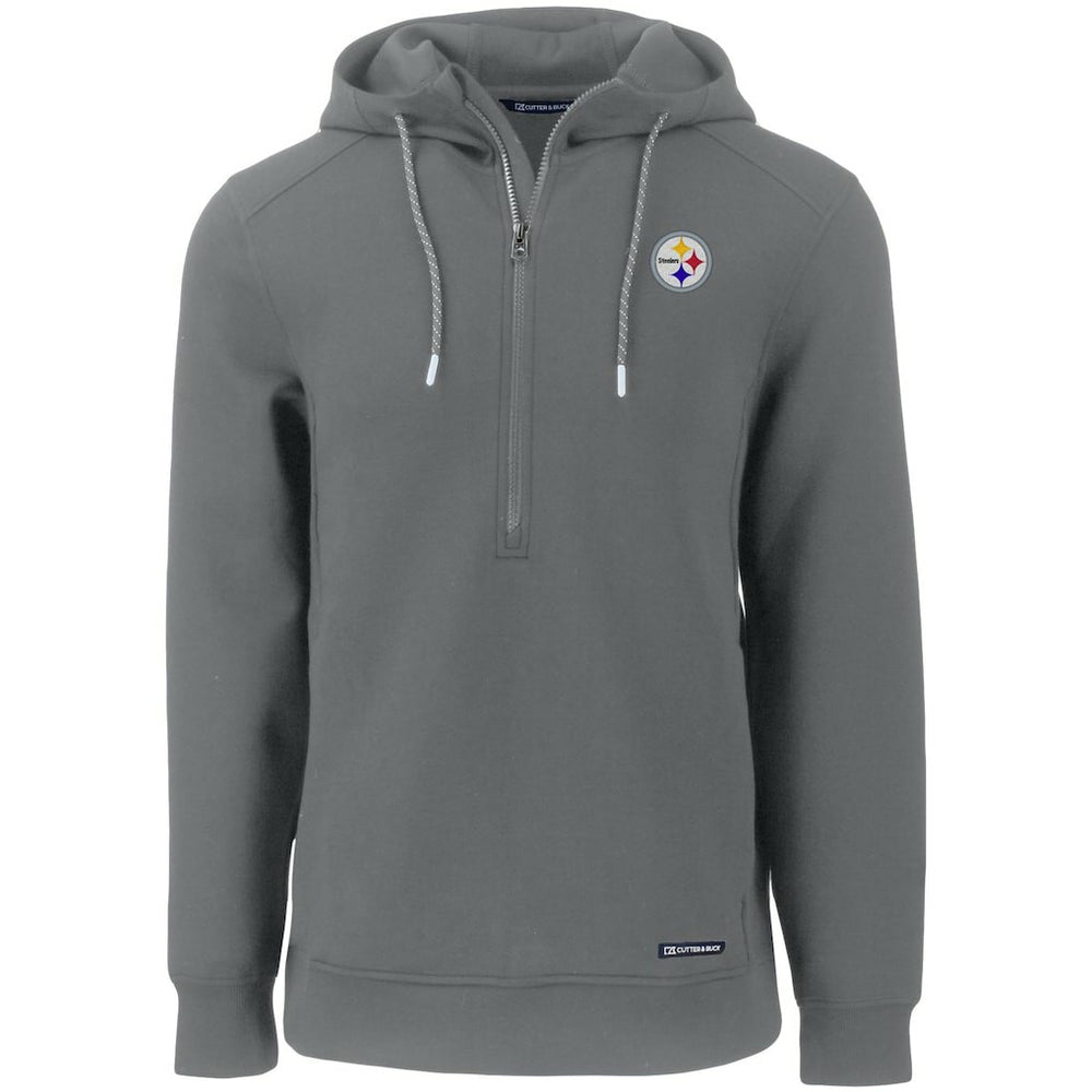 Pittsburgh Steelers Cutter & Buck Primary Mark Roam Eco Recycled Half-Zip Pullover Hoodie - Gray Hoodies