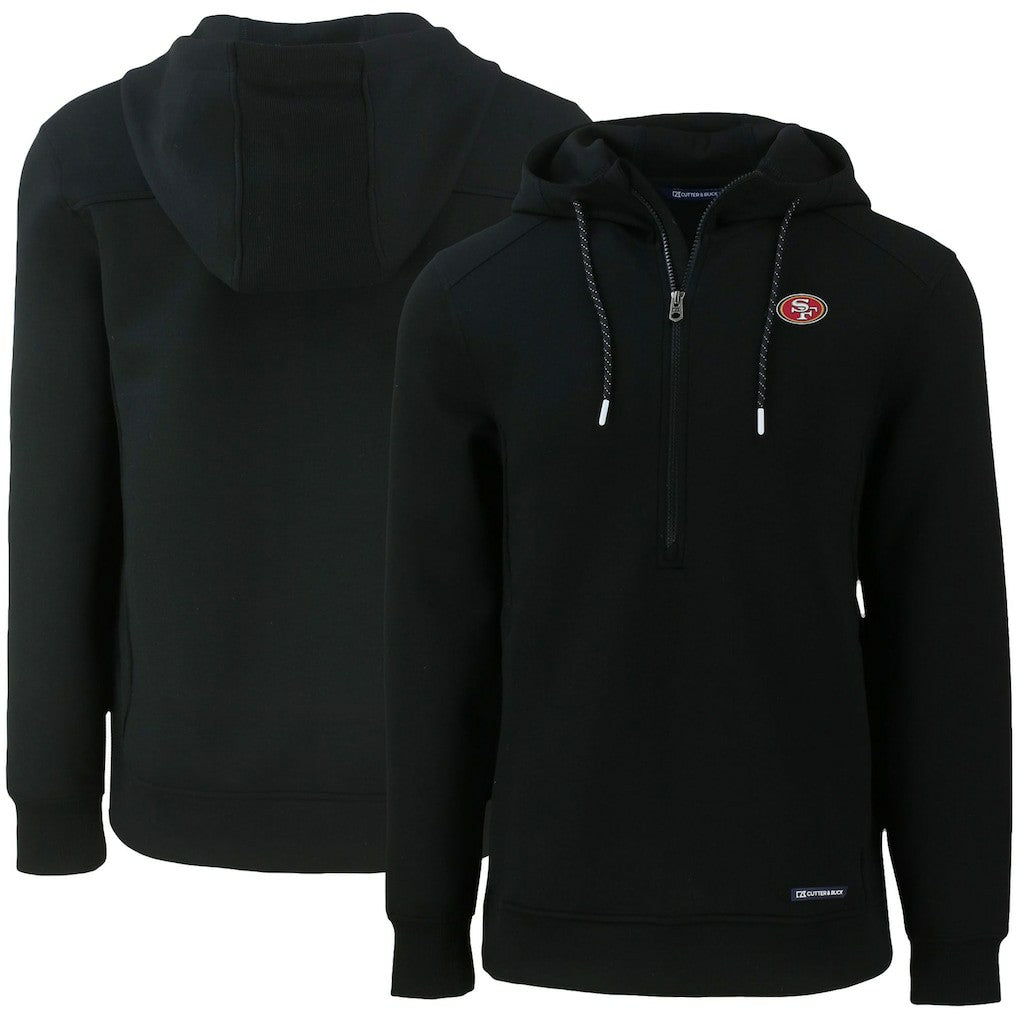 San Francisco 49ers Cutter & Buck Primary Mark Roam Eco Recycled Half-Zip Pullover Hoodie - Black Hoodies