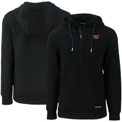 Washington Commanders Cutter & Buck Primary Mark Roam Eco Recycled Half-Zip Pullover Hoodie - Black Hoodies
