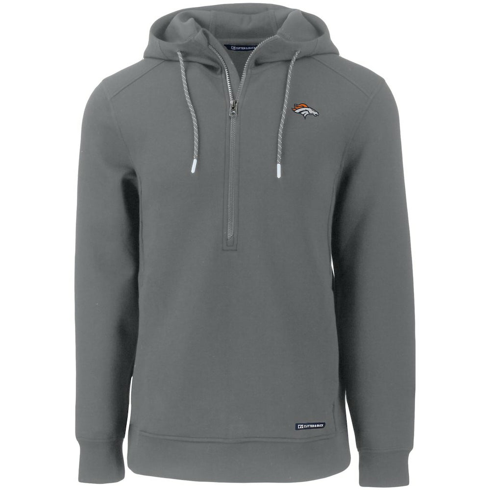 Denver Broncos Cutter & Buck Primary Mark Roam Eco Recycled Half-Zip Pullover Hoodie - Gray Hoodies