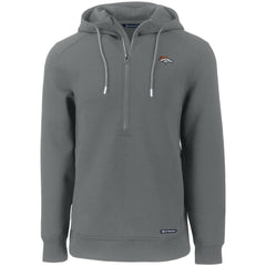 Denver Broncos Cutter & Buck Primary Mark Roam Eco Recycled Half-Zip Pullover Hoodie - Gray Hoodies