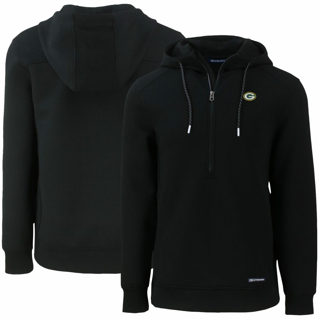 Green Bay Packers Cutter & Buck Primary Mark Roam Eco Recycled Half-Zip Pullover Hoodie - Black Hoodies