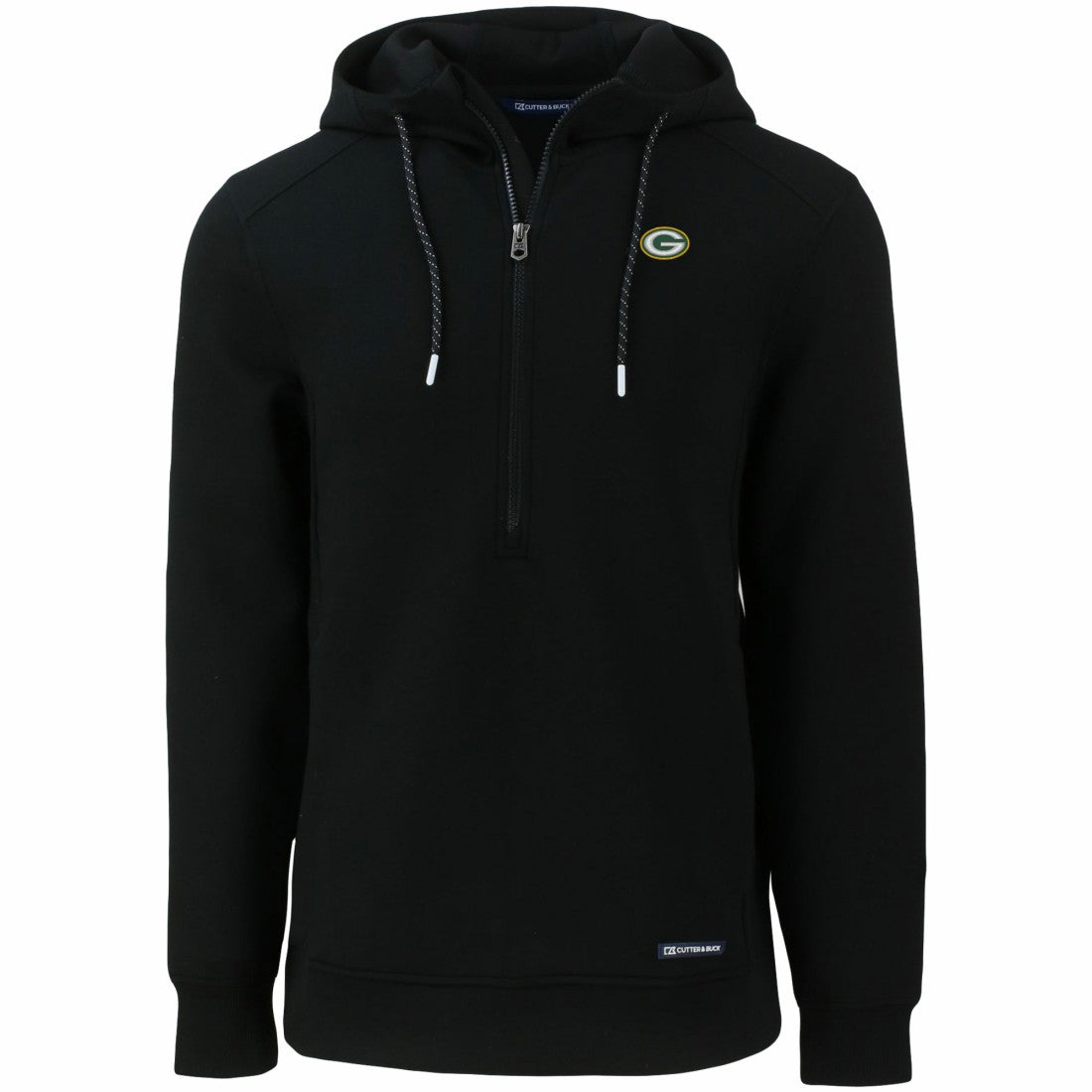 Green Bay Packers Cutter & Buck Primary Mark Roam Eco Recycled Half-Zip Pullover Hoodie - Black Hoodies