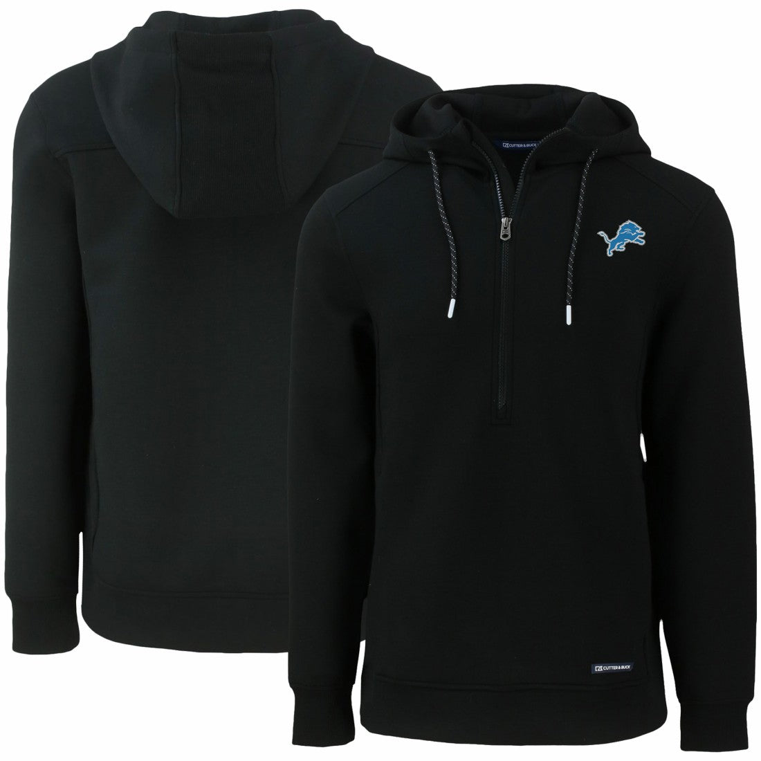 Detroit Lions Cutter & Buck Primary Mark Roam Eco Recycled Half-Zip Pullover Hoodie - Black Hoodies