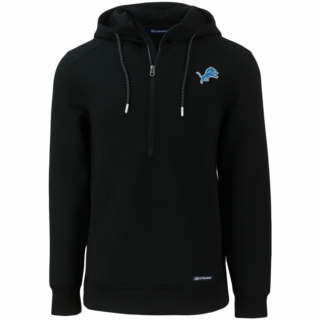 Detroit Lions Cutter & Buck Primary Mark Roam Eco Recycled Half-Zip Pullover Hoodie - Black Hoodies