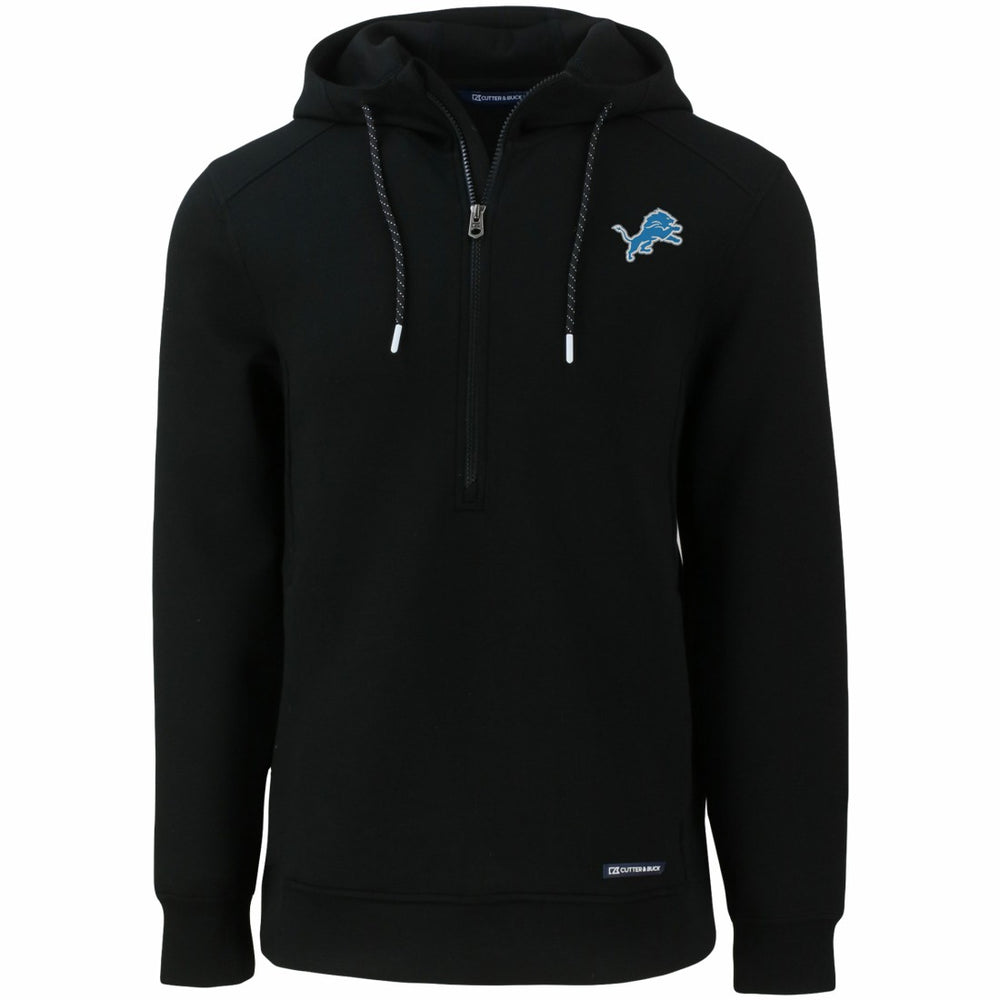 Detroit Lions Cutter & Buck Primary Mark Roam Eco Recycled Half-Zip Pullover Hoodie - Black Hoodies