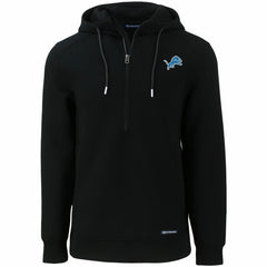 Detroit Lions Cutter & Buck Primary Mark Roam Eco Recycled Half-Zip Pullover Hoodie - Black Hoodies