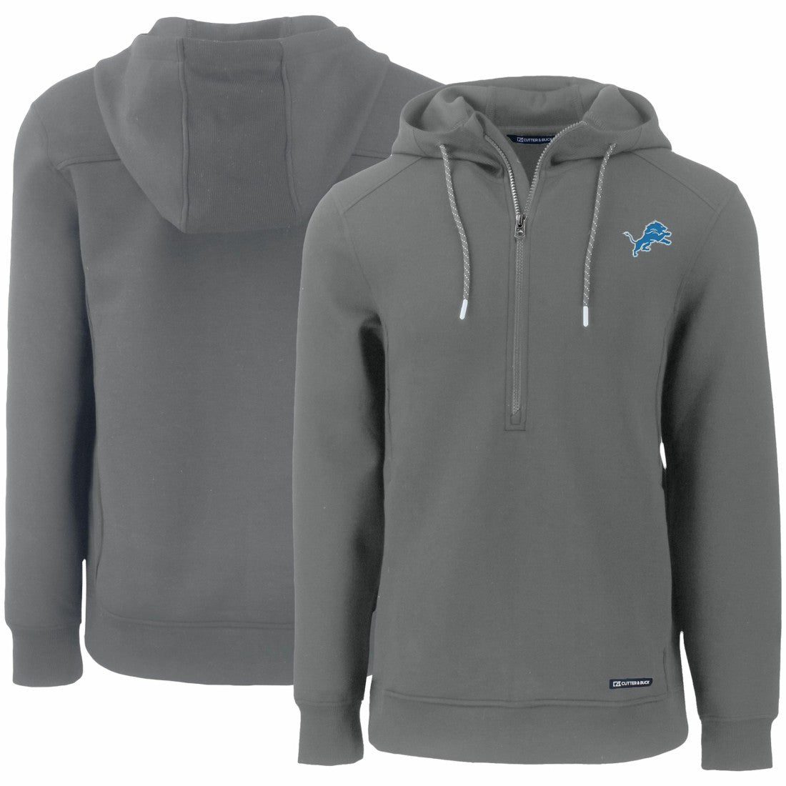 Detroit Lions Cutter & Buck Primary Mark Roam Eco Recycled Half-Zip Pullover Hoodie - Gray Hoodies