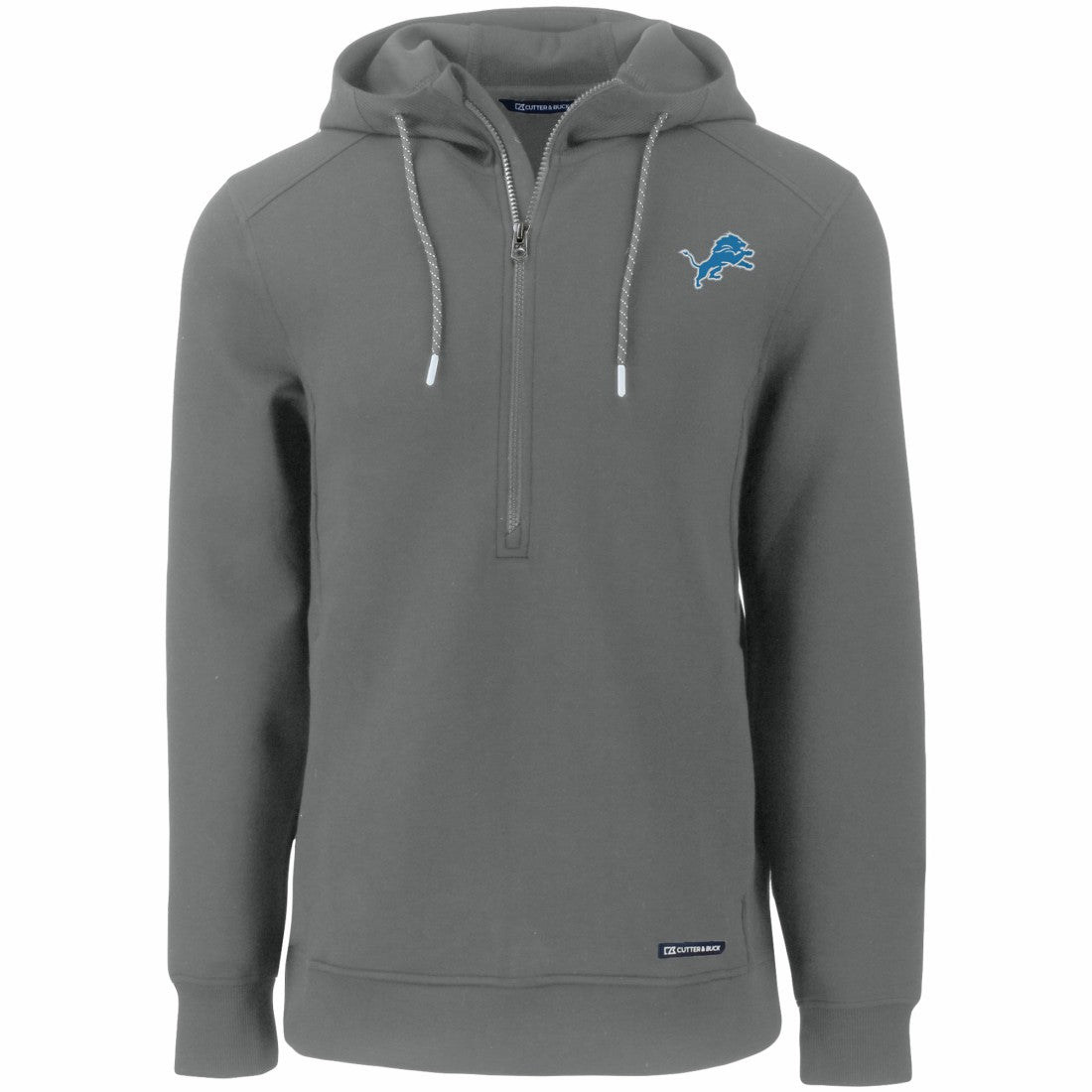 Detroit Lions Cutter & Buck Primary Mark Roam Eco Recycled Half-Zip Pullover Hoodie - Gray Hoodies