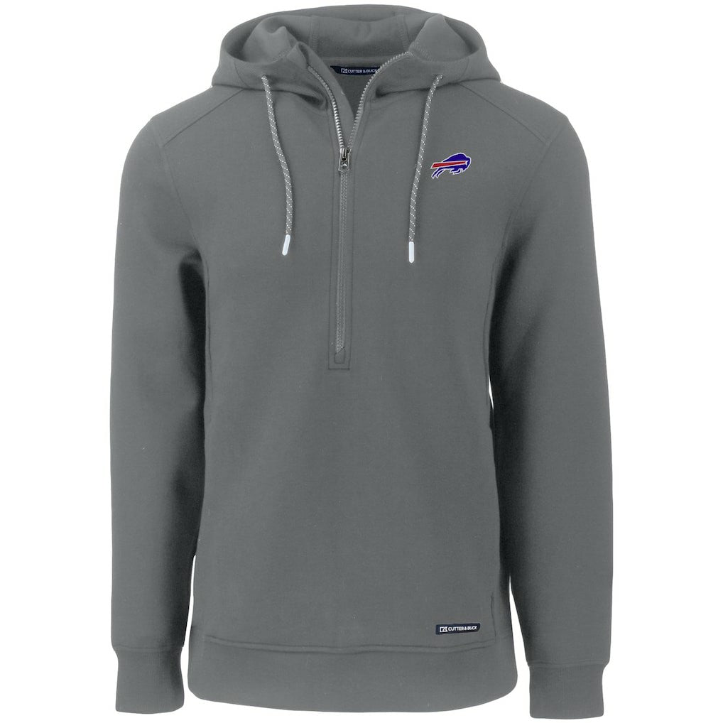 Buffalo Bills Cutter & Buck Primary Mark Roam Eco Recycled Half-Zip Pullover Hoodie - Gray Hoodies