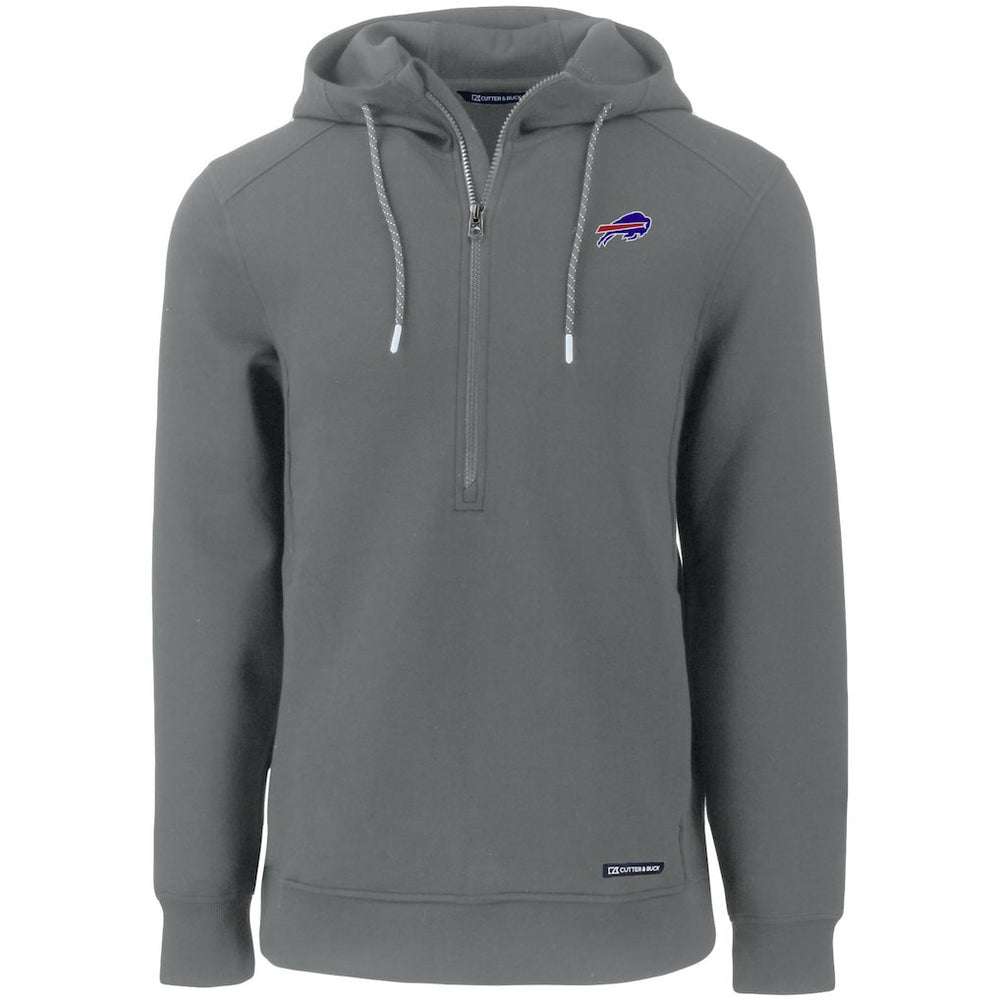 Buffalo Bills Cutter & Buck Primary Mark Roam Eco Recycled Half-Zip Pullover Hoodie - Gray Hoodies