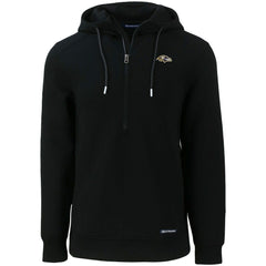 Baltimore Ravens Cutter & Buck Primary Mark Roam Eco Recycled Half-Zip Pullover Hoodie - Black Hoodies