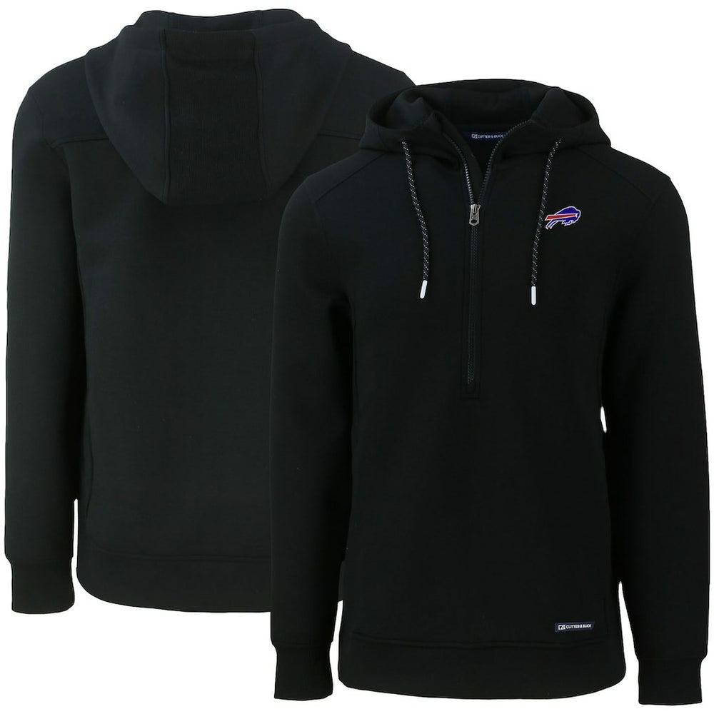 Buffalo Bills Cutter & Buck Primary Mark Roam Eco Recycled Half-Zip Pullover Hoodie - Black Hoodies