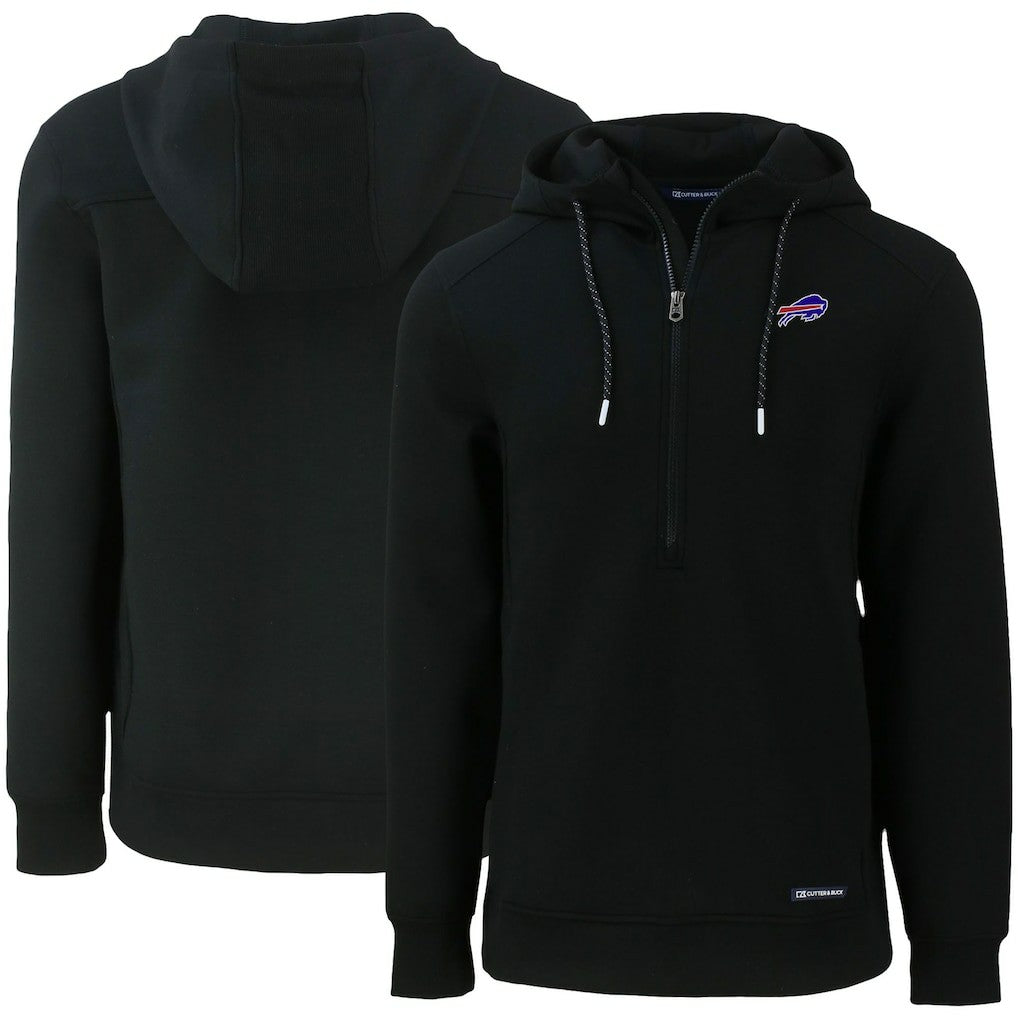 Buffalo Bills Cutter & Buck Primary Mark Roam Eco Recycled Half-Zip Pullover Hoodie - Black Hoodies