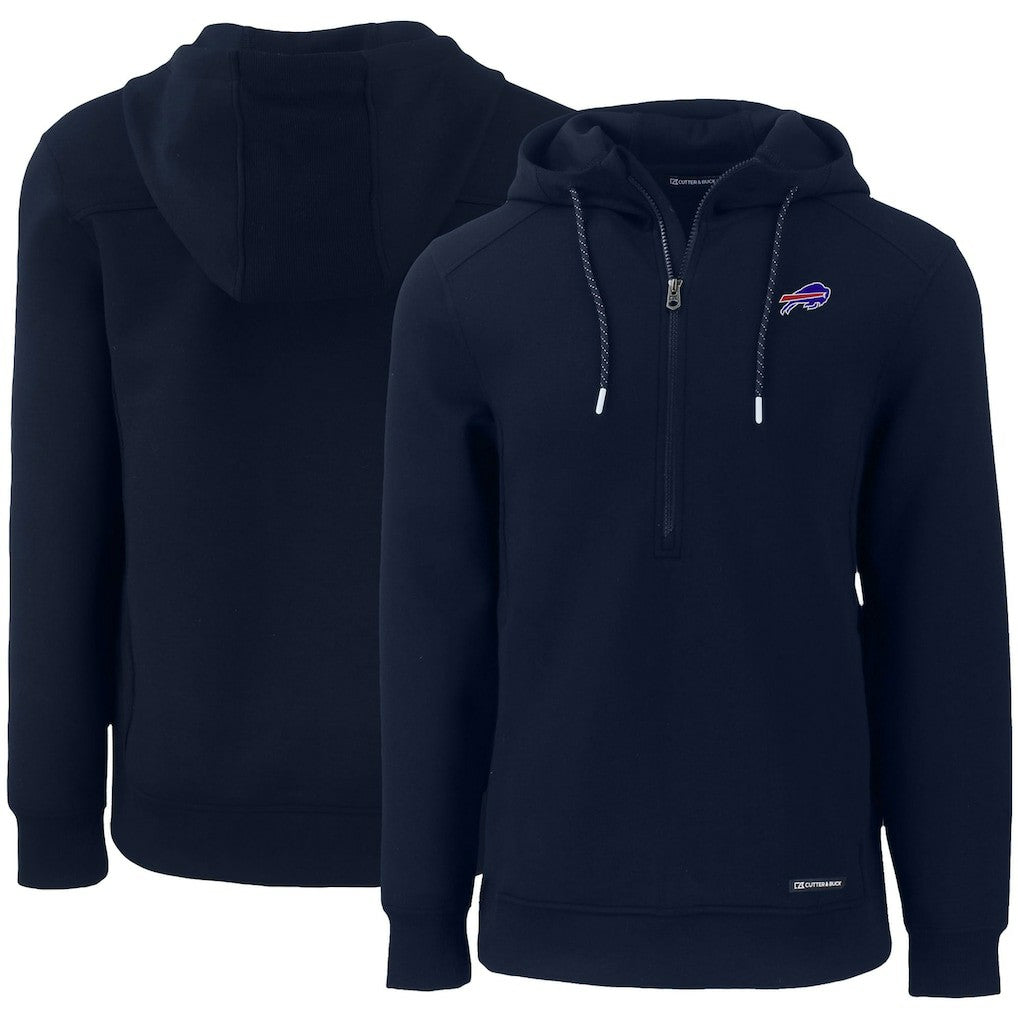 Buffalo Bills Cutter & Buck Primary Mark Roam Eco Recycled Half-Zip Pullover Hoodie - Navy Hoodies