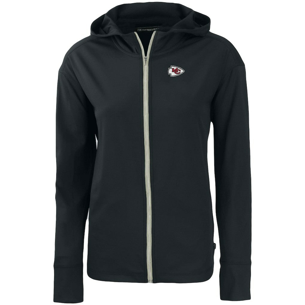 Kansas City Chiefs Cutter & Buck Women's Primary Mark Daybreak Eco Recycled Full-Zip Hoodie - Black Hoodies