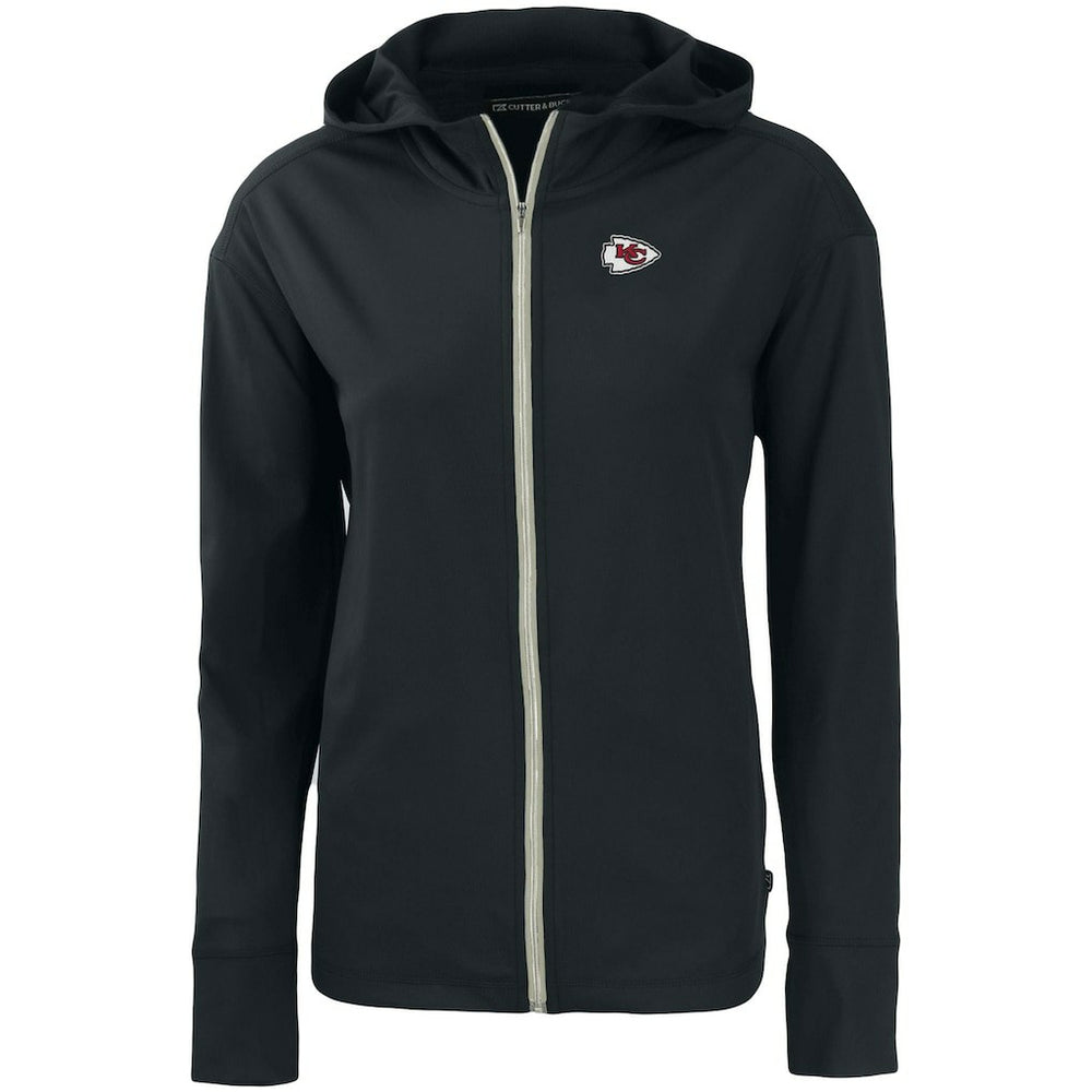Kansas City Chiefs Cutter & Buck Women's Primary Mark Daybreak Eco Recycled Full-Zip Hoodie - Black Hoodies