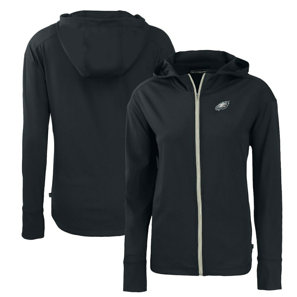 Philadelphia Eagles Cutter & Buck Women's Primary Mark Daybreak Eco Recycled Full-Zip Hoodie - Black Hoodies