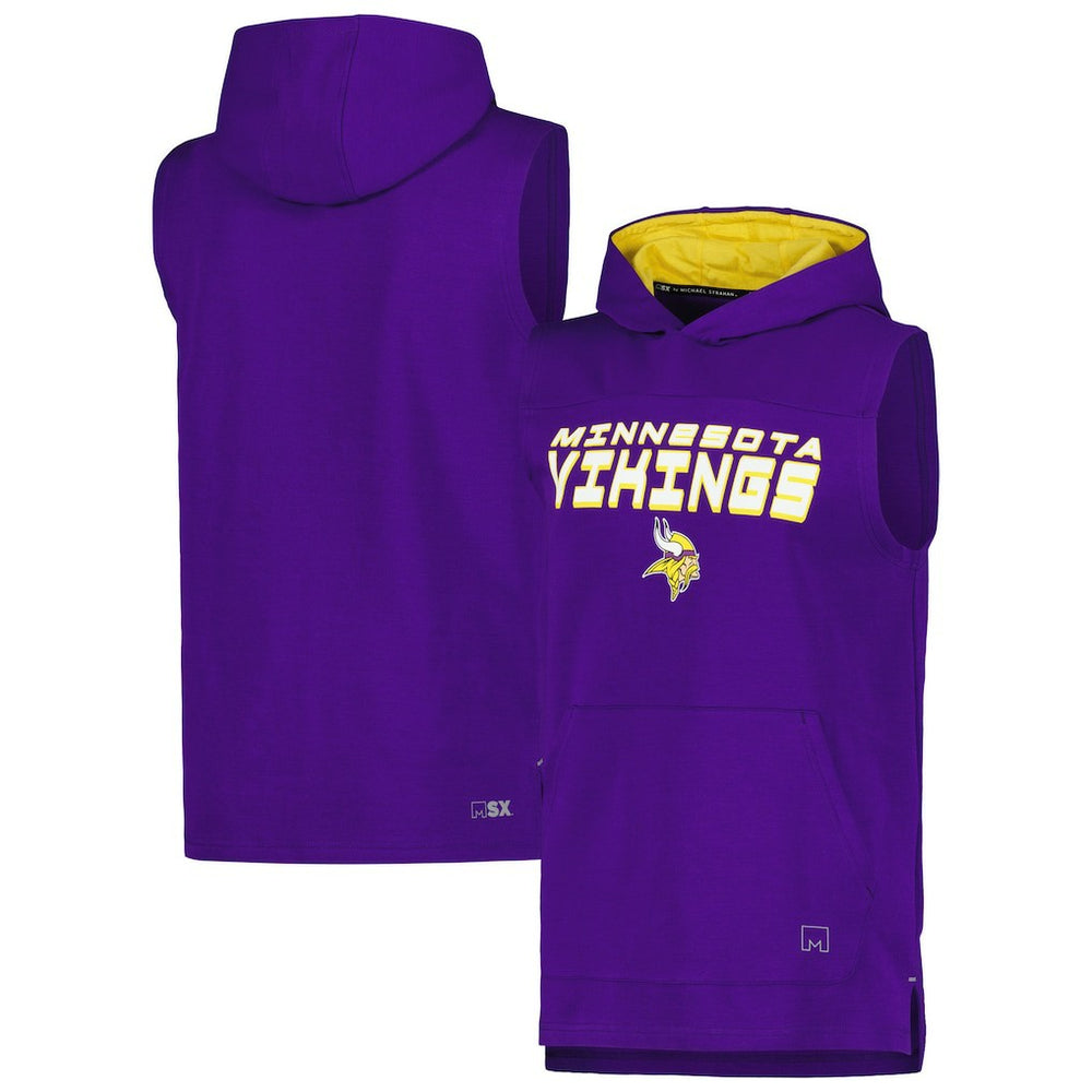 Minnesota Vikings MSX by Michael Strahan Captain Sleeveless Hoodie T-Shirt - Purple Hoodies