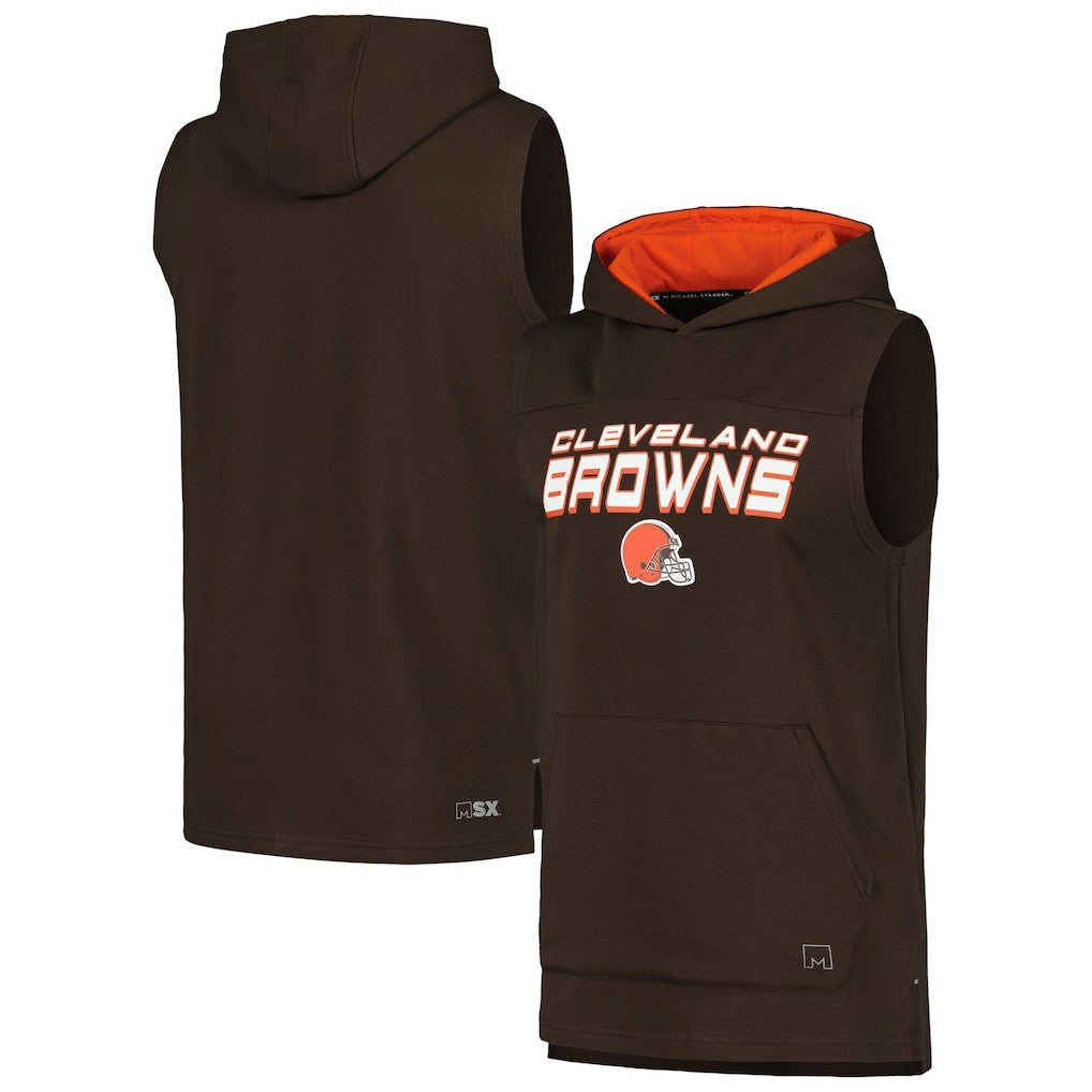 Cleveland Browns MSX by Michael Strahan Captain Sleeveless Hoodie T-Shirt - Brown Hoodies