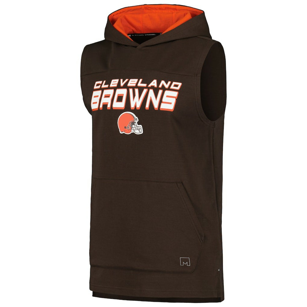 Cleveland Browns MSX by Michael Strahan Captain Sleeveless Hoodie T-Shirt - Brown Hoodies