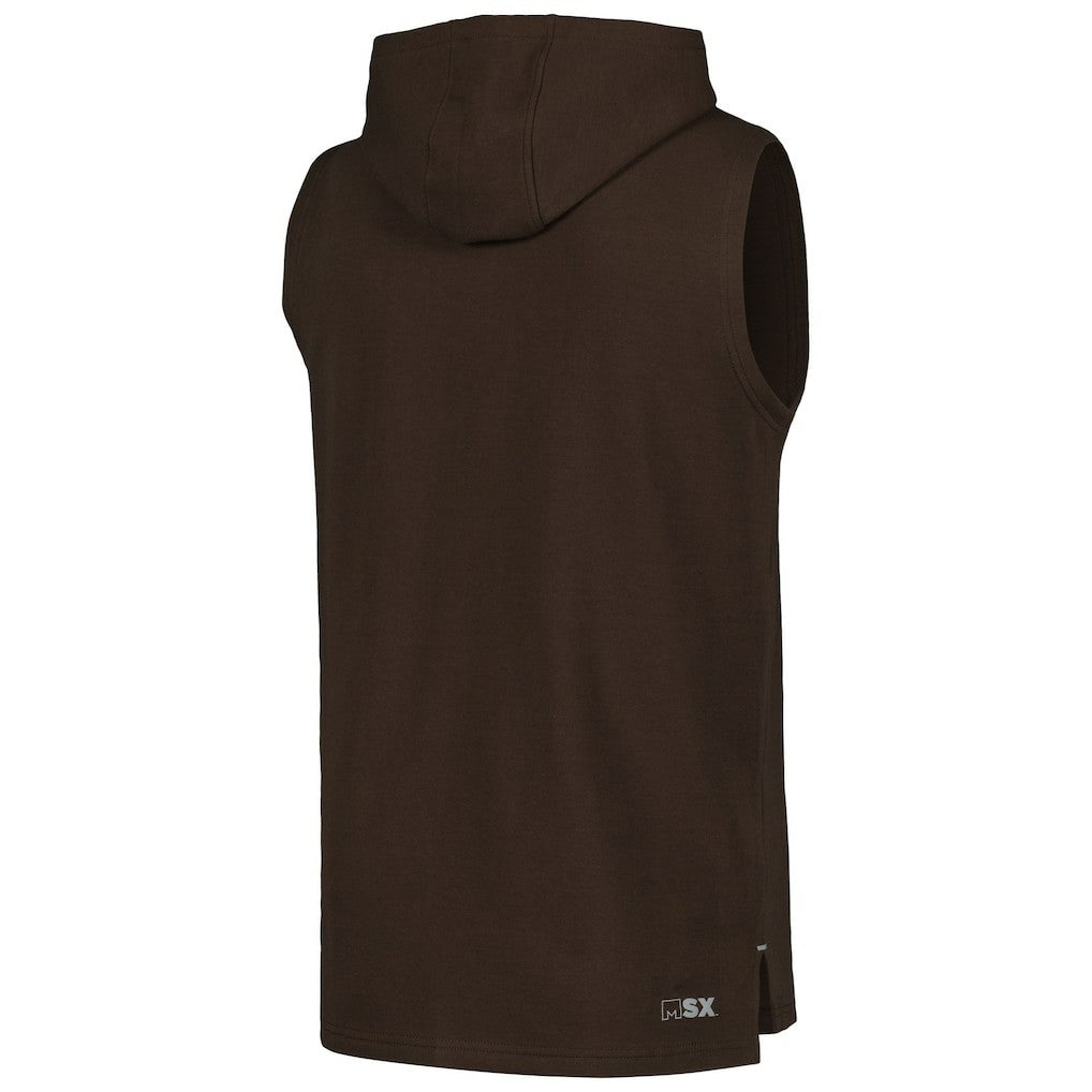 Cleveland Browns MSX by Michael Strahan Captain Sleeveless Hoodie T-Shirt - Brown Hoodies