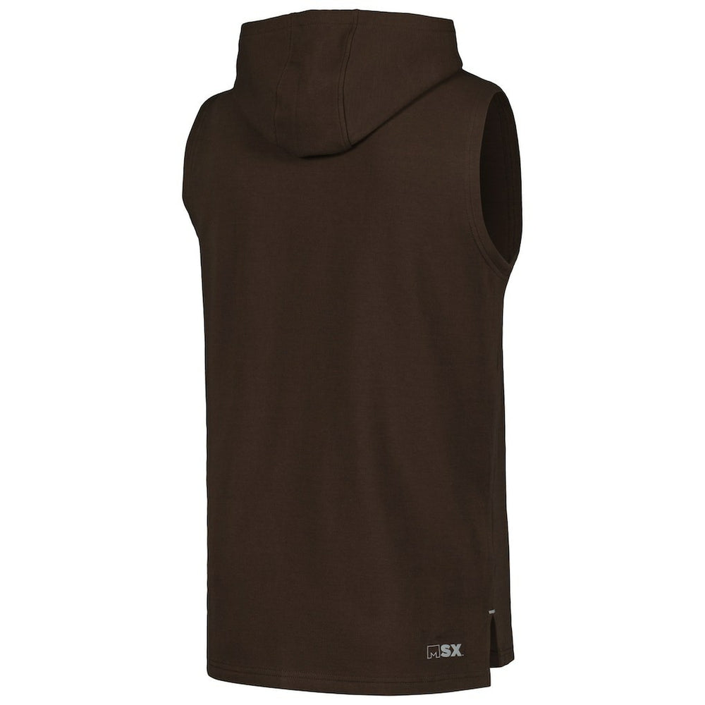 Cleveland Browns MSX by Michael Strahan Captain Sleeveless Hoodie T-Shirt - Brown Hoodies