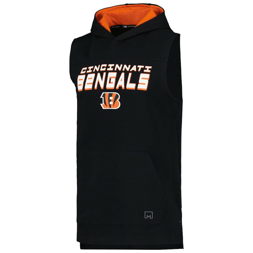 Cincinnati Bengals MSX by Michael Strahan Captain Sleeveless Hoodie T-Shirt - Black Hoodies