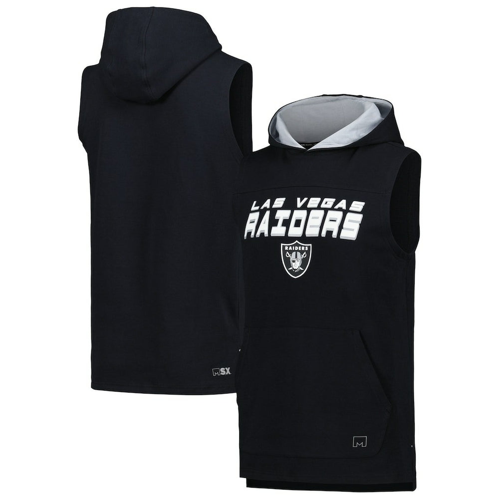 Las Vegas Raiders MSX by Michael Strahan Captain Sleeveless Hoodie T-Shirt - Black Hoodies